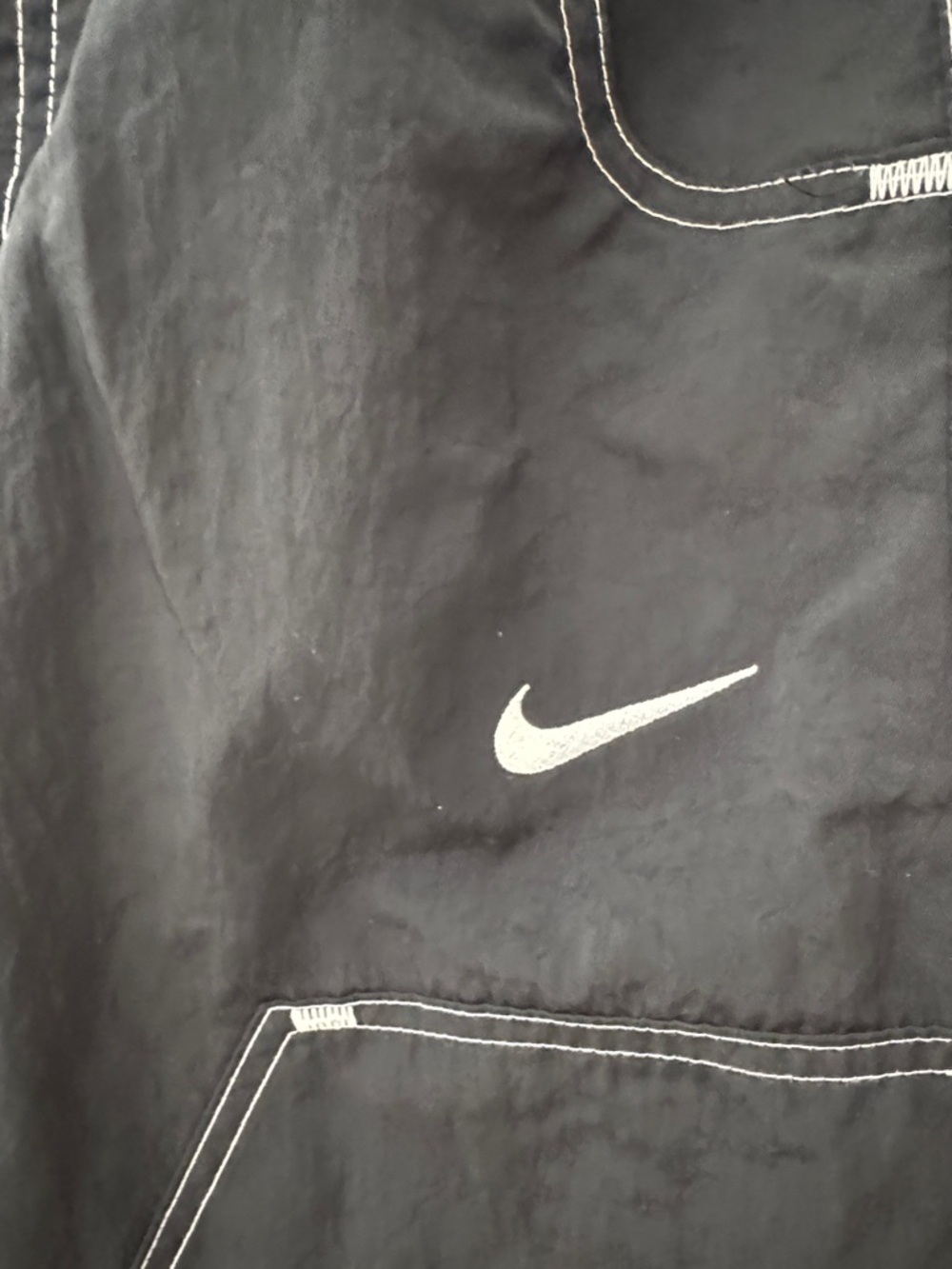 Nike 90’s Y2K Black Track Tapered Leg with White Swoosh - Picture 3 of 4